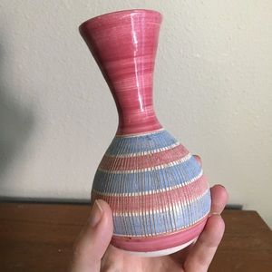 Boho Eclectic Ceramic Striped Vase